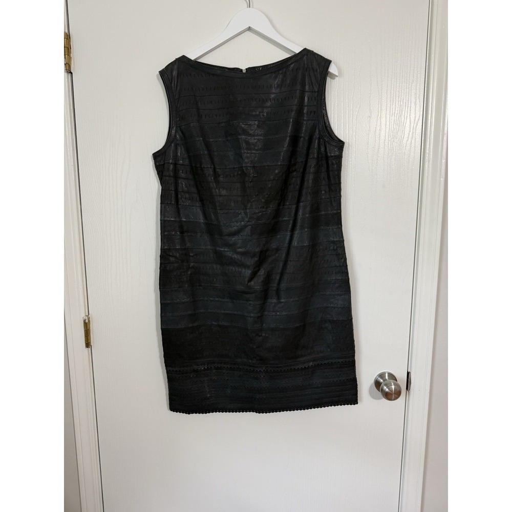 Escada Sport Women's Sleeveless Black Leather Mini Dress Size 42 Made In Turkey